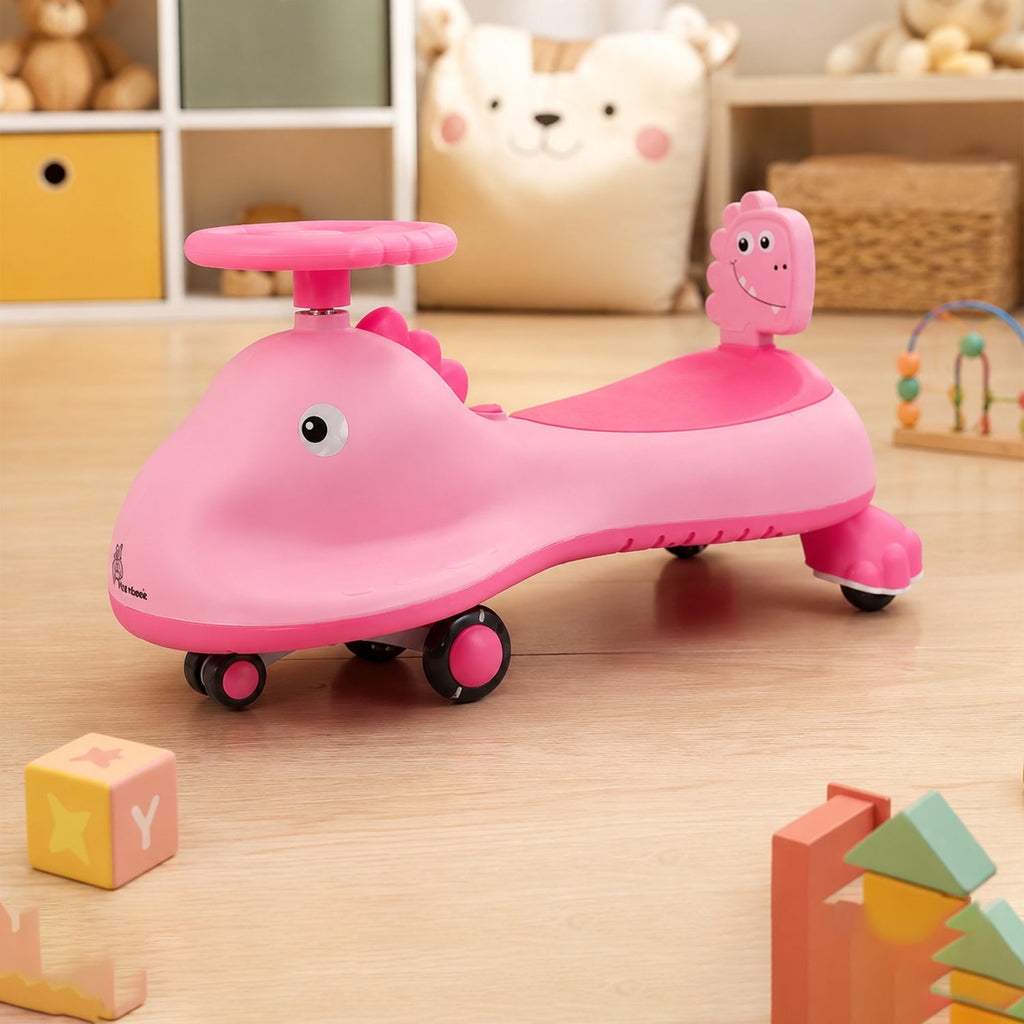 Ride on twist swing car with music and pink shark styling