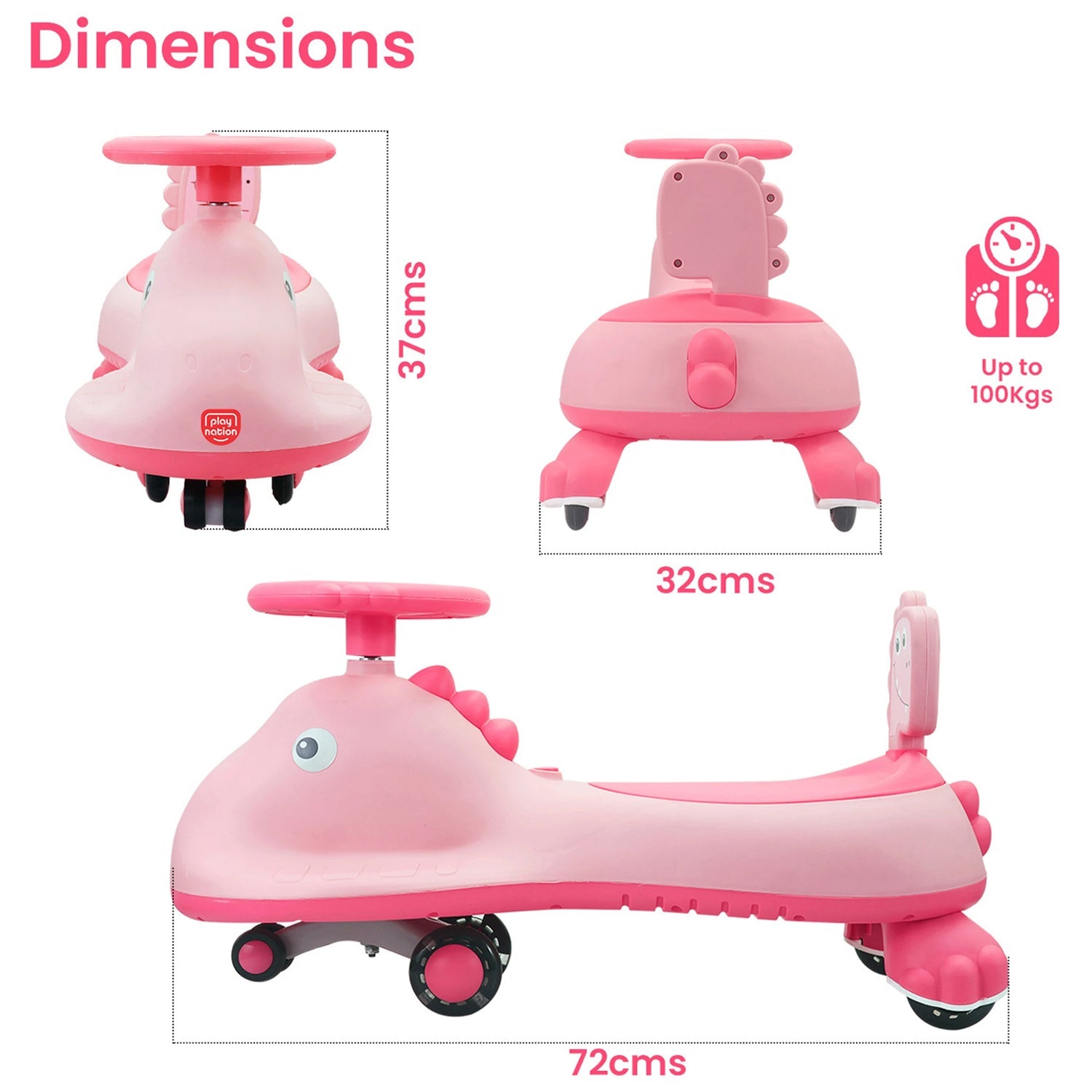 Musical swing car ride on for toddlers with easy steering