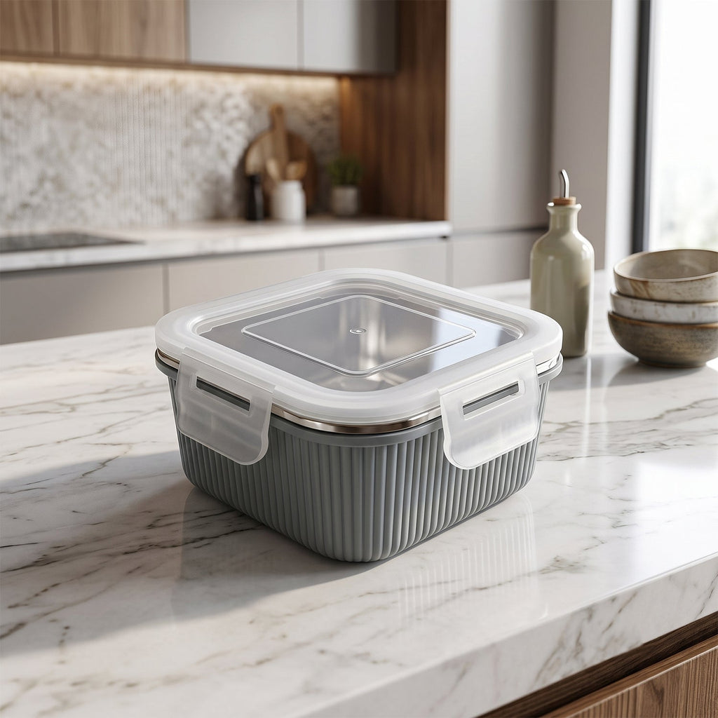 Square Stainless Steel Food Storage Container – 400ml Airtight