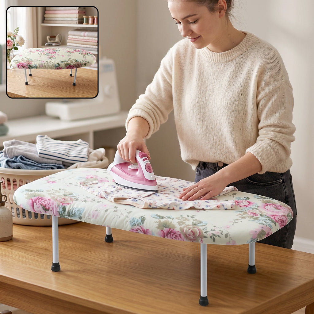 Foldable tabletop ironing board, portable mini iron board with cotton cover (1 pc)