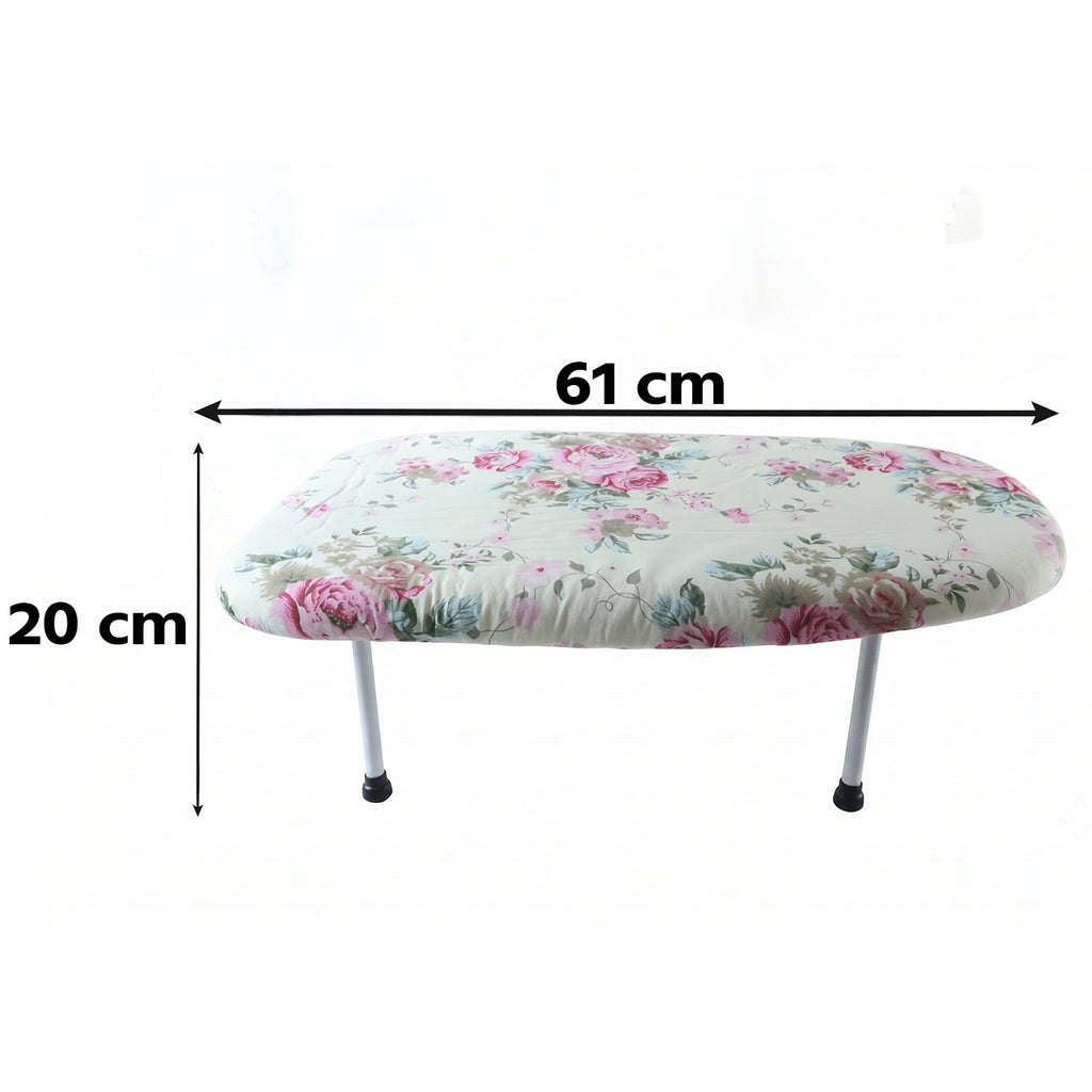 Mini ironing board with sturdy legs for desk and bed use