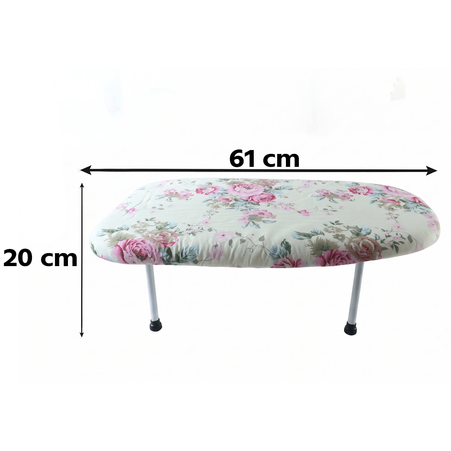 Mini ironing board with sturdy legs for desk and bed use