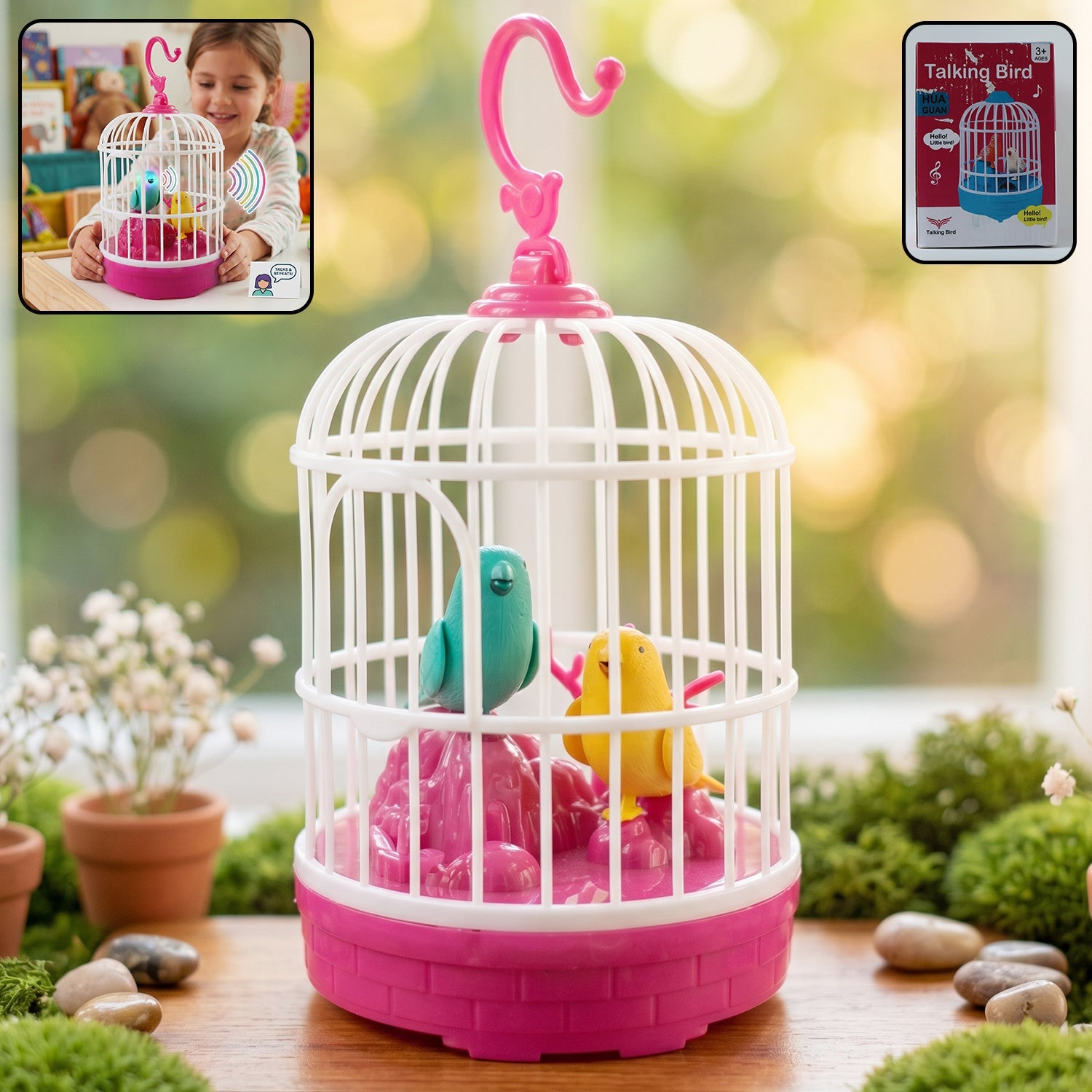 Kids talking bird cage toy interactive