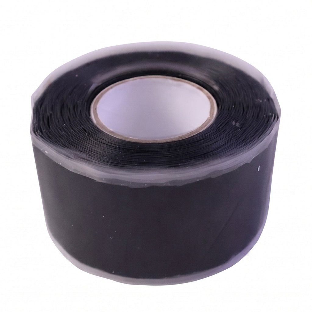 Stretching silicone repair tape to cover a leaking hose
