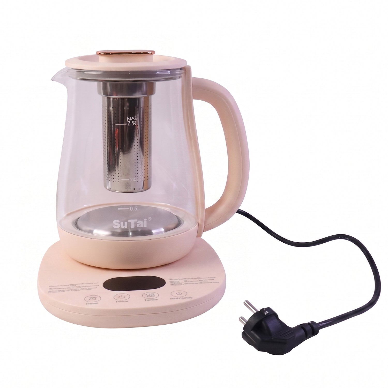 Keep warm glass kettle, 2.3L, with adjustable temperature settings