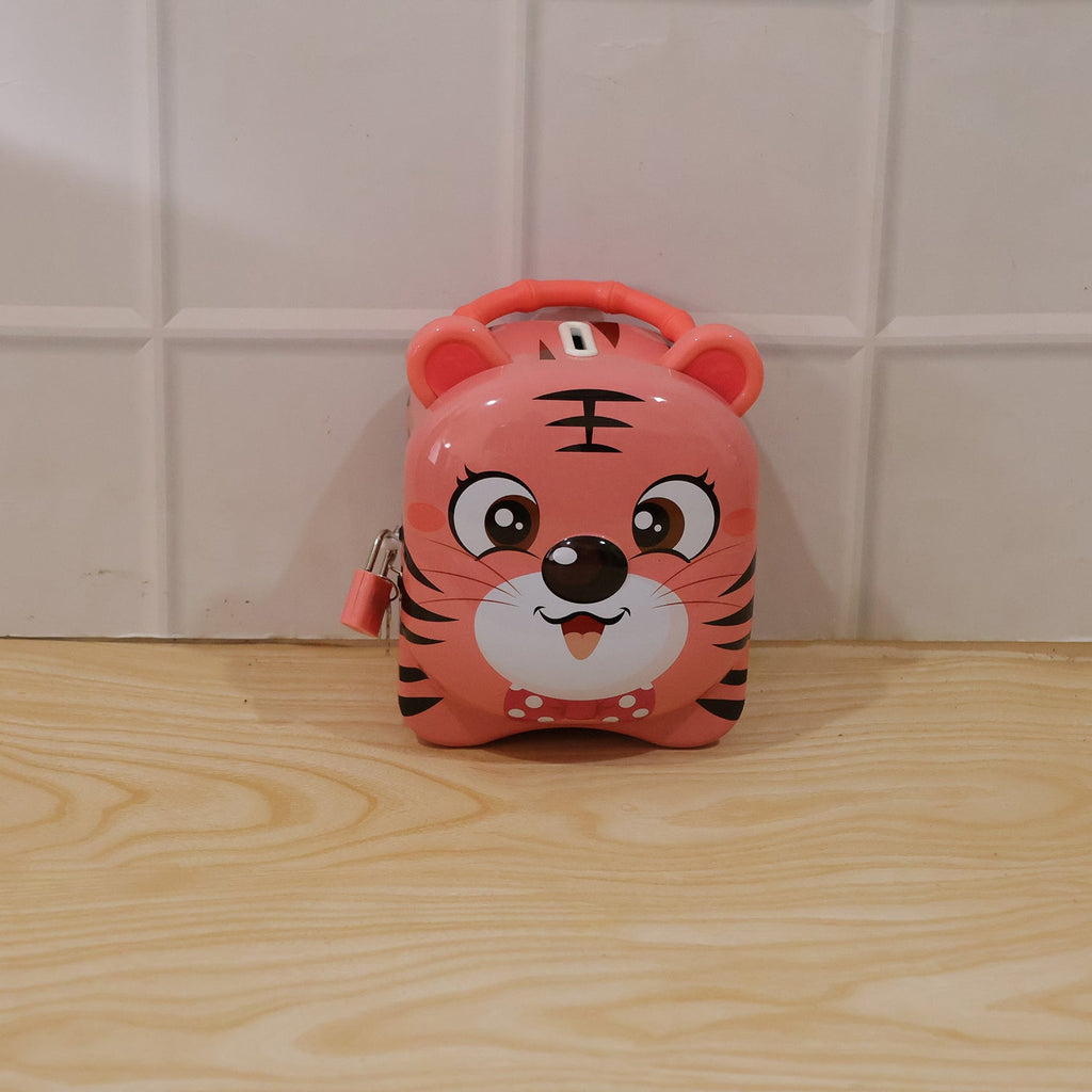 Kids friendly metallic piggy bank with lock