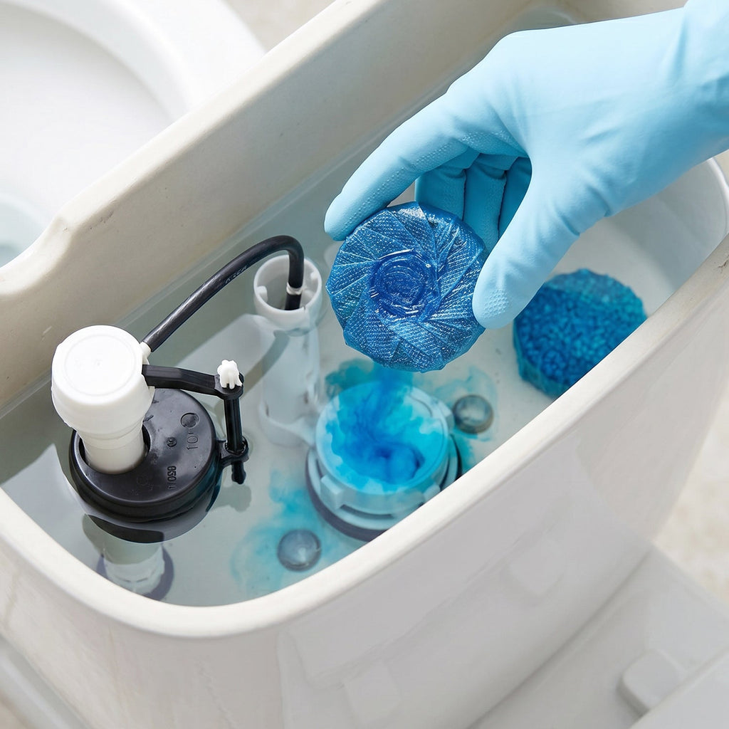 Blue toilet cleaner tablet for long-lasting bathroom freshness