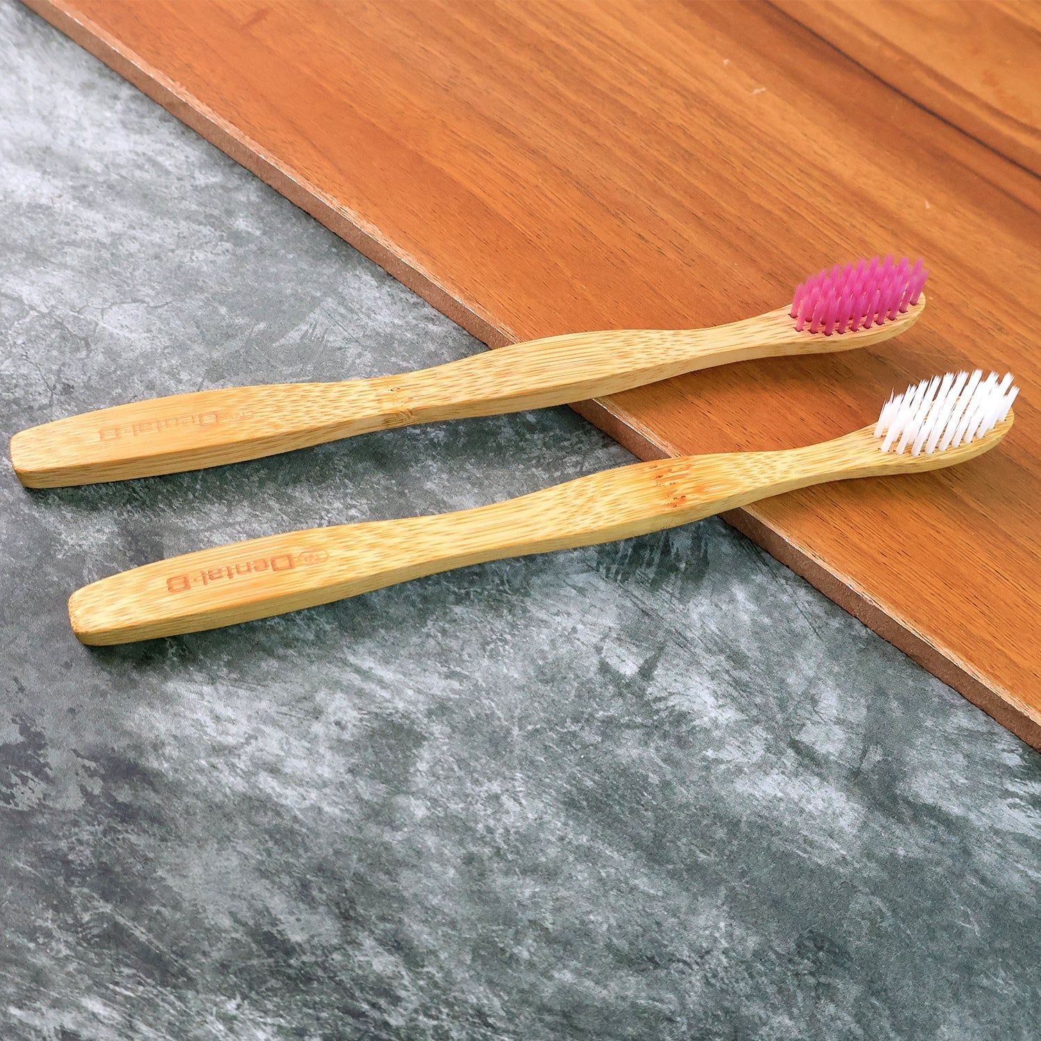 Women Bamboo Toothbrush Set Soft Bristles Eco Friendly Biodegradable (2 Pc)