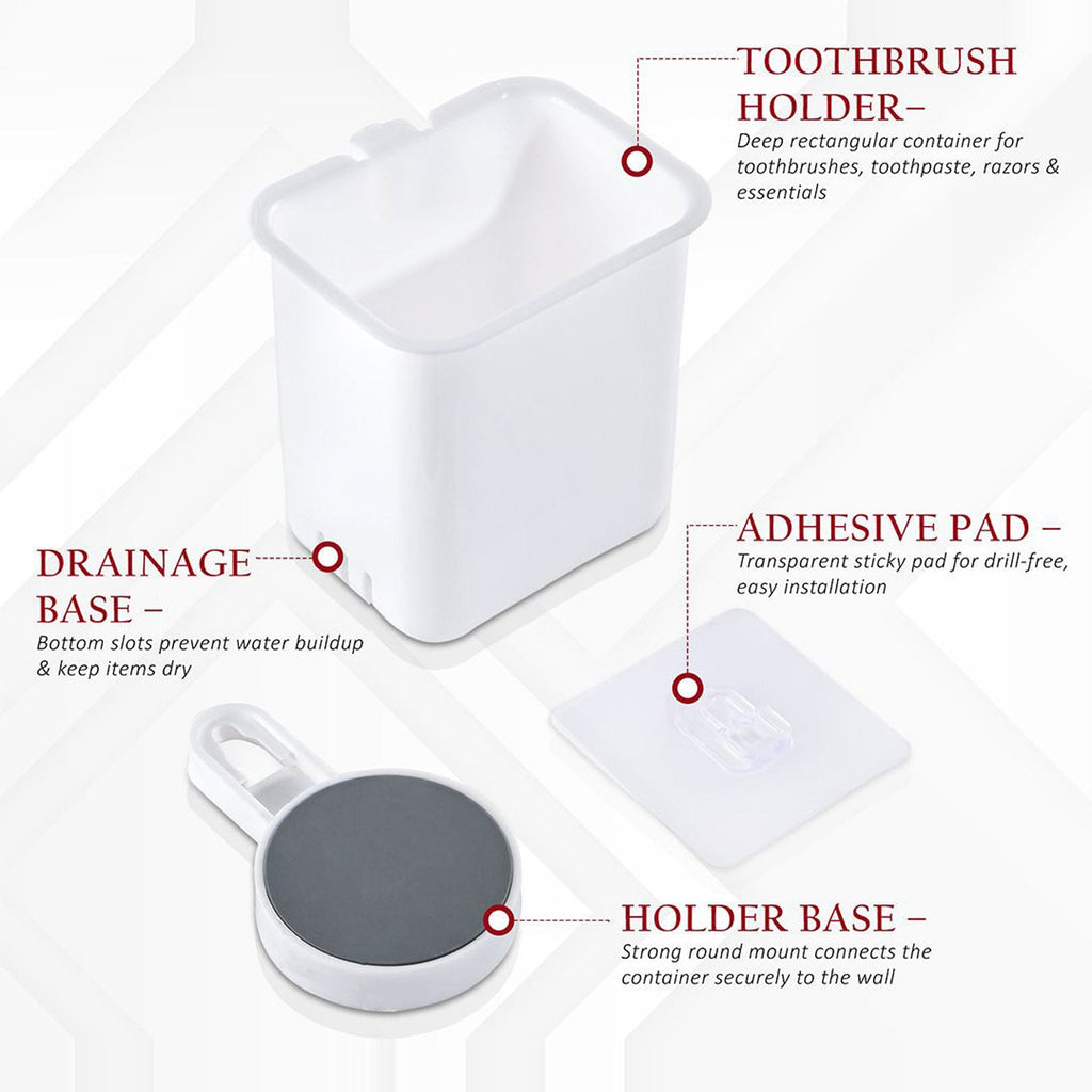 Wall Mounted Toothbrush Holder demonstrating easy no-drill adhesive installation.