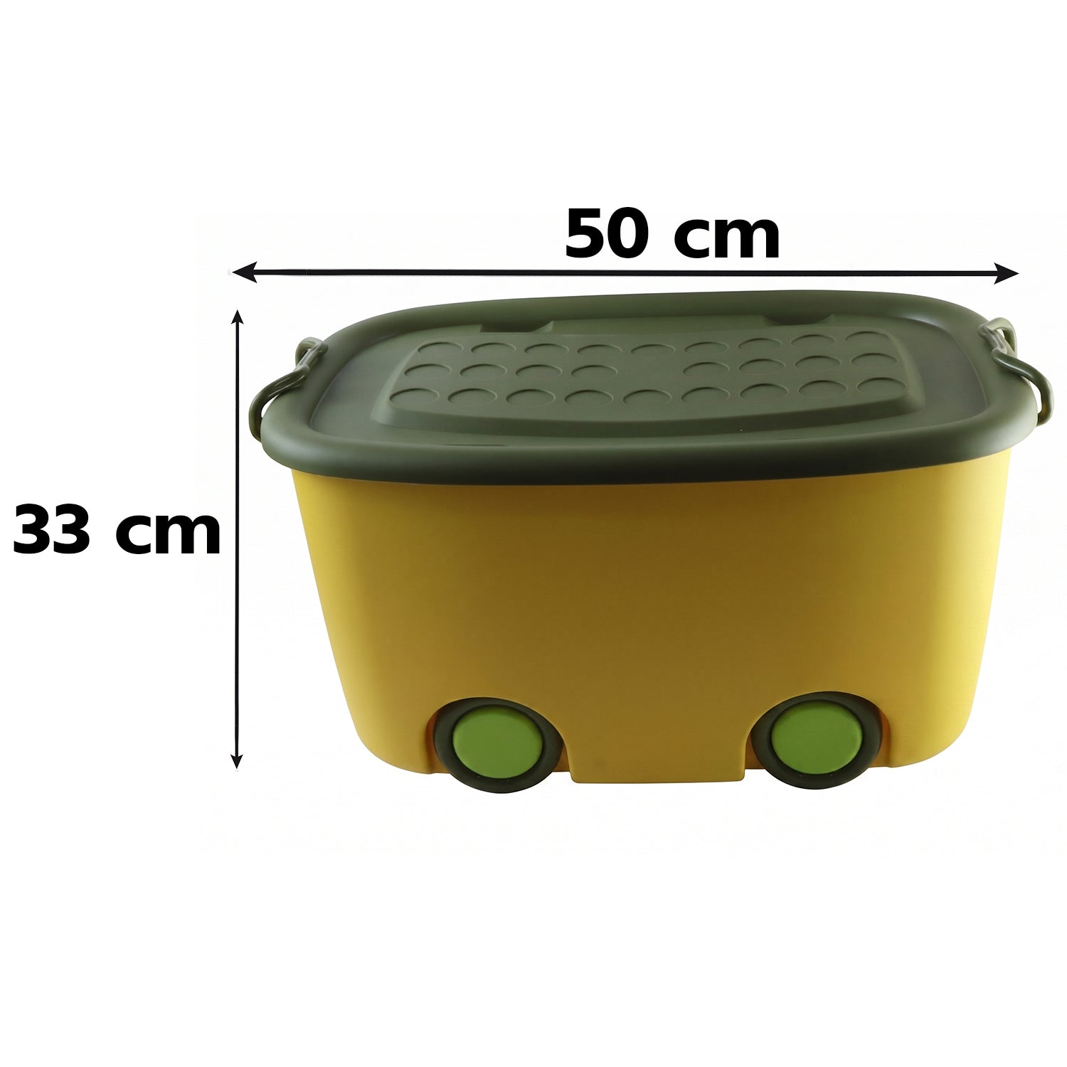 25L plastic organizer box with wheels for easy movement