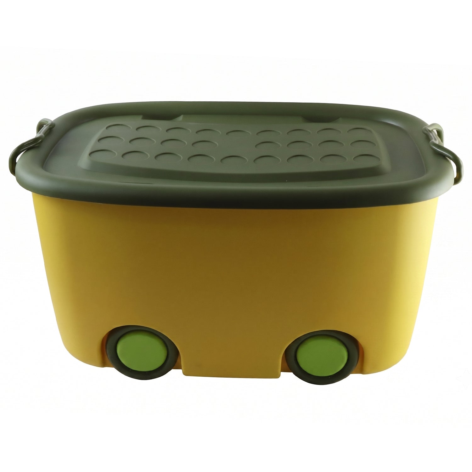Wheeled storage box with lid for tidy home organizing