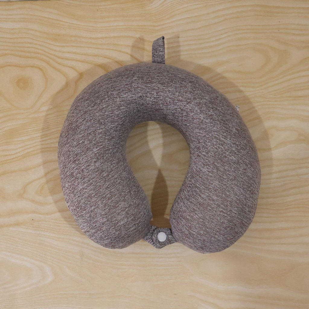 Everyday grey neck pillow for planes, buses and desks