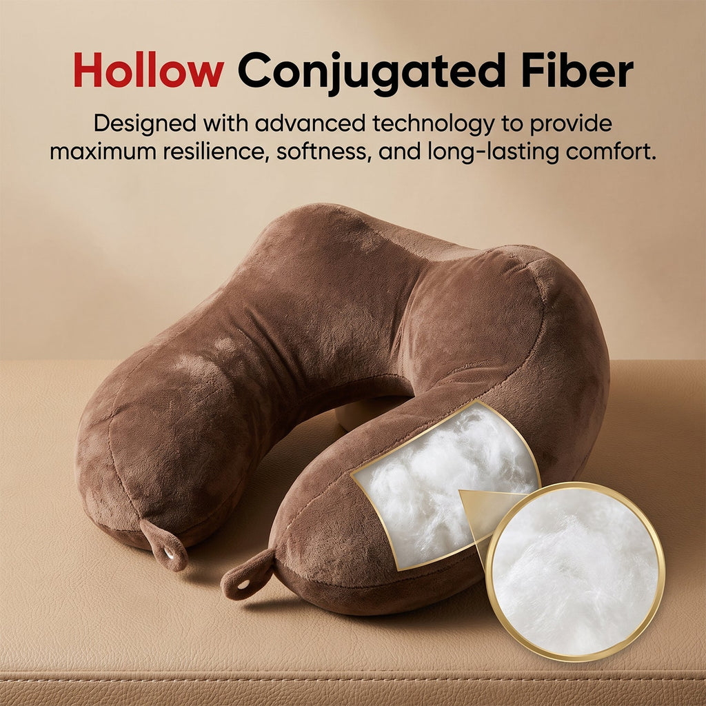 Supportive travel cushion easing men's neck strain