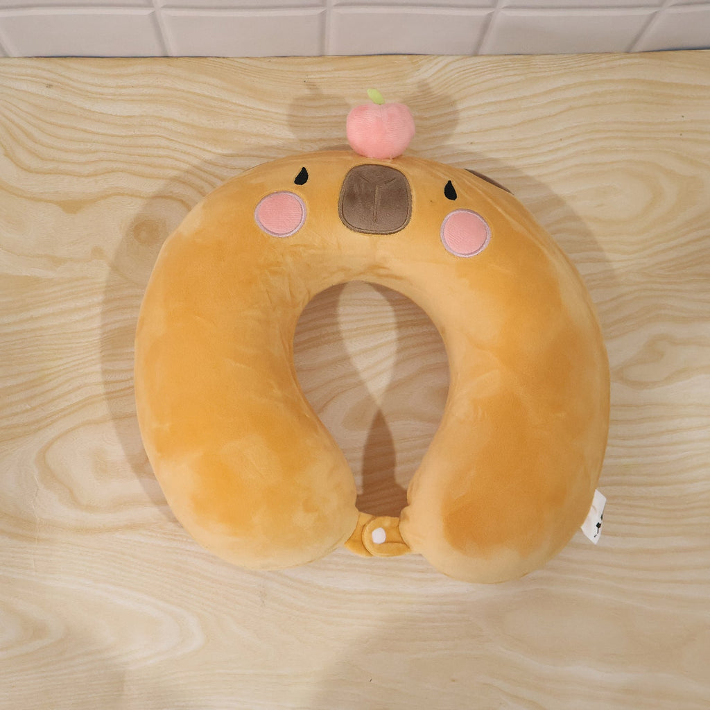 Fun capybara plush travel pillow for children and teens