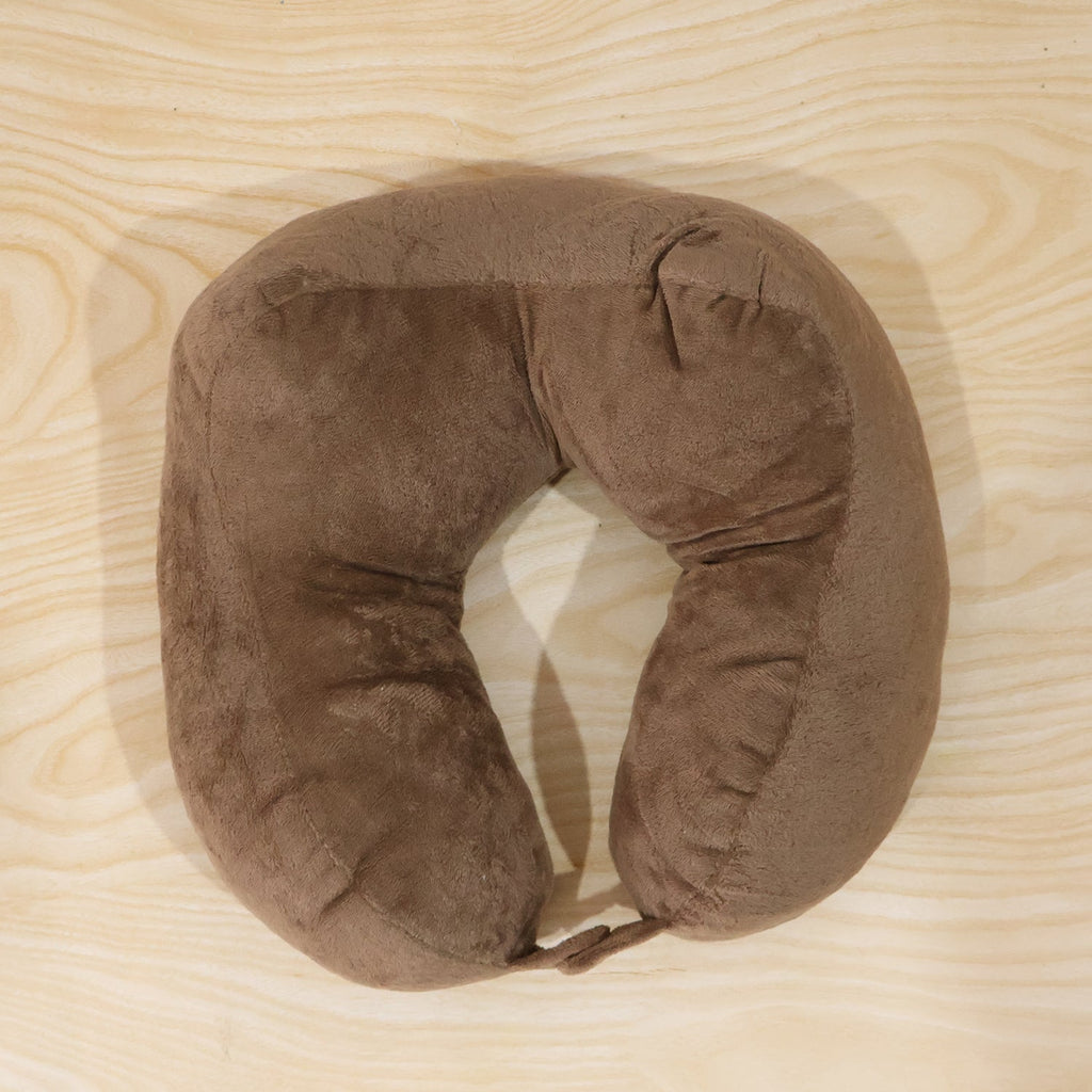 Lightweight brown U shape pillow for restful travel