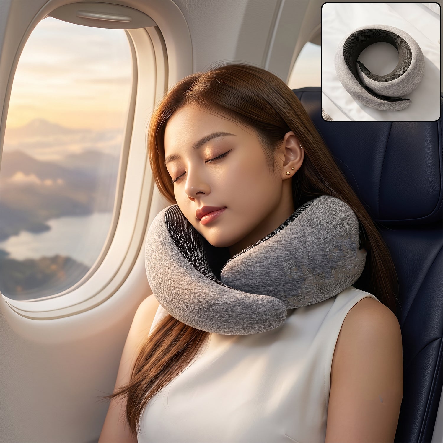 Soft travel neck pillow, memory foam U shaped support pillow for flights (1 pc)