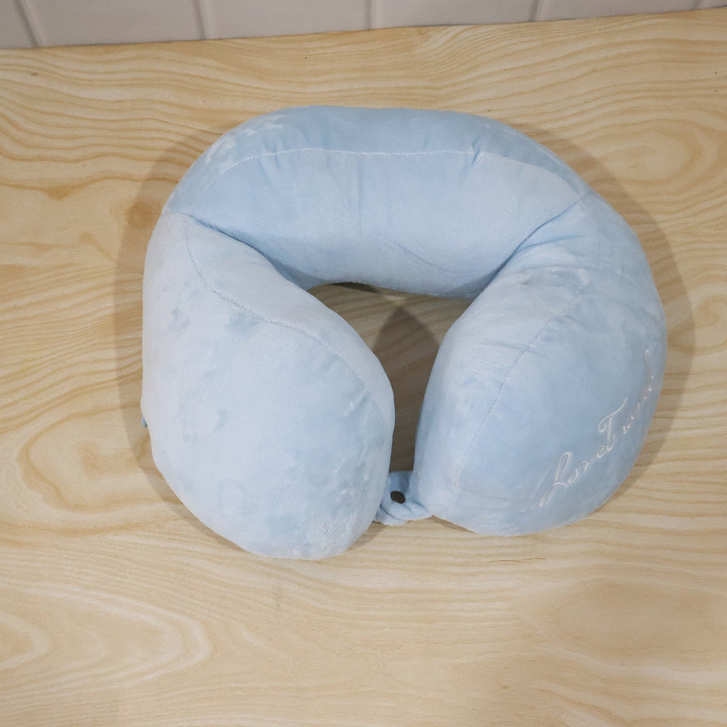 Lightweight blue U shape pillow for restful travel