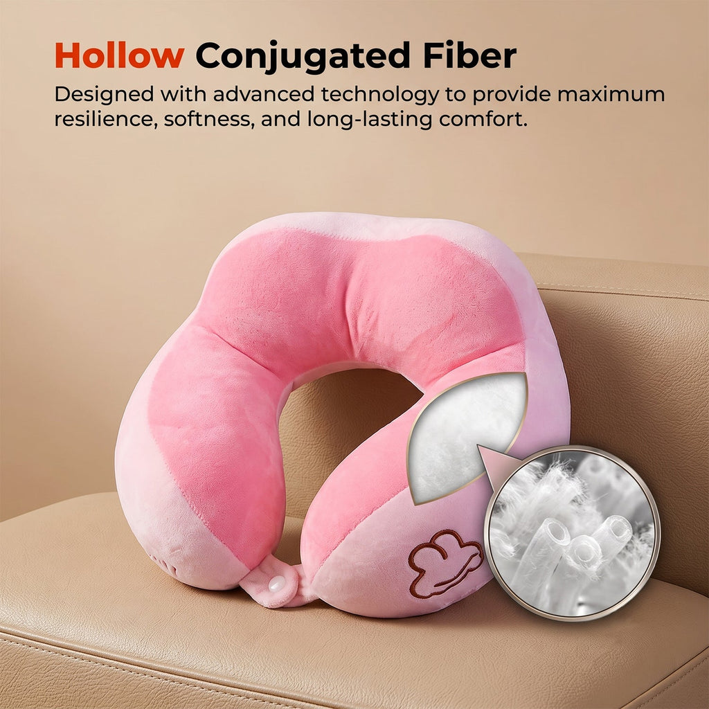 Two tone plush neck pillow for flights, cars and trains