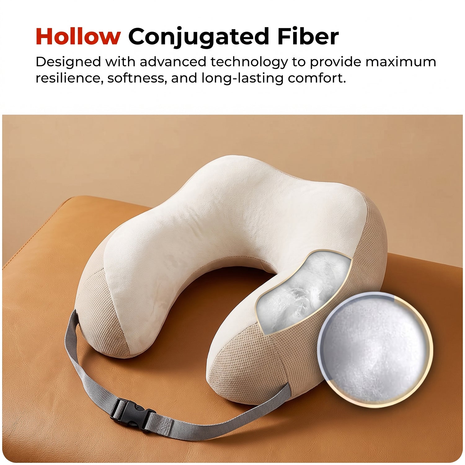 Travel neck pillow that clips to bags with buckle strap