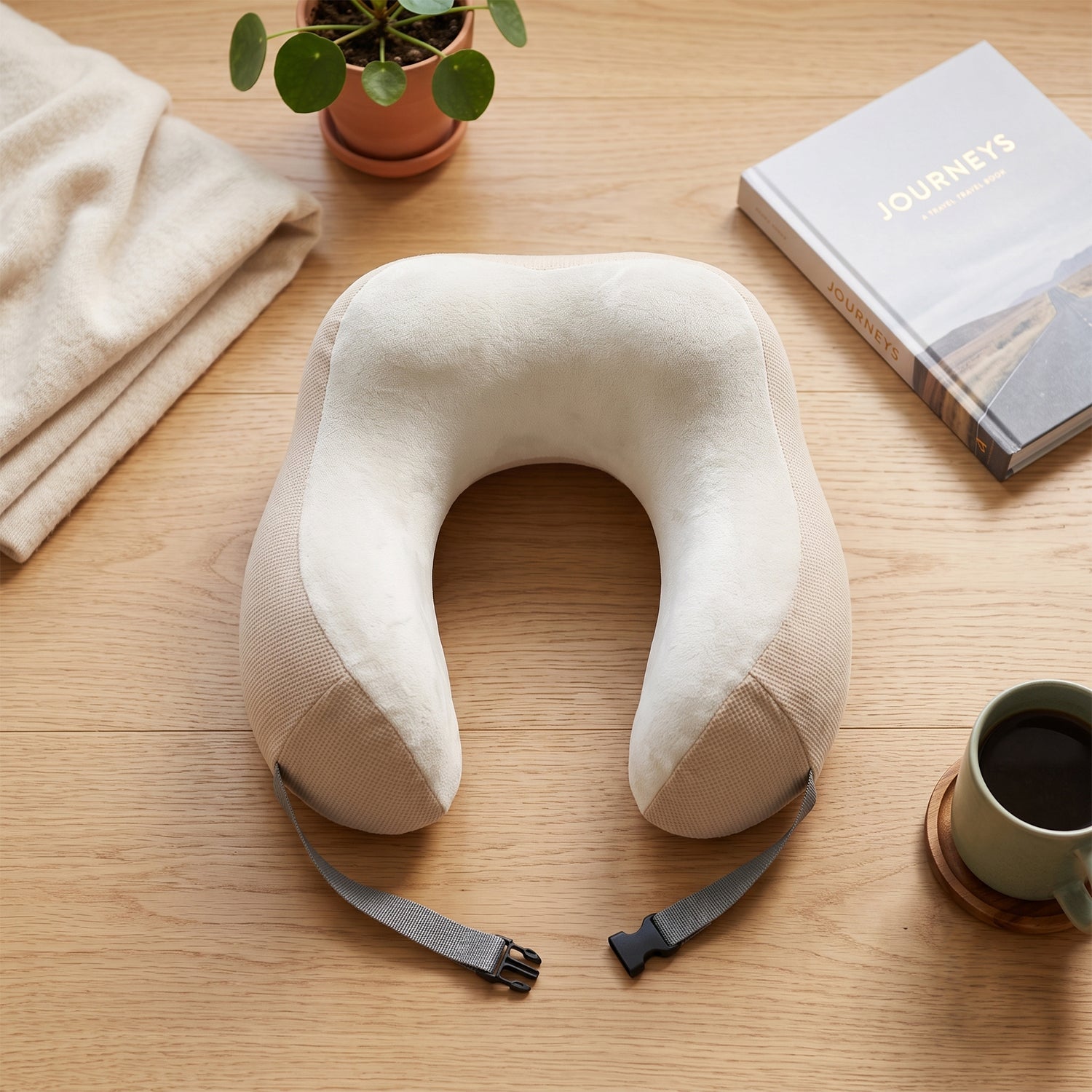 Ergonomic U shaped pillow for flights, cars and trains