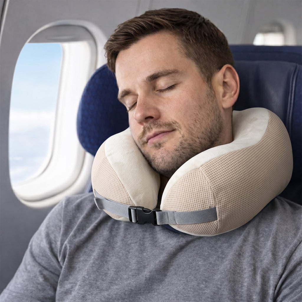 Portable memory foam pillow with soft removable cover