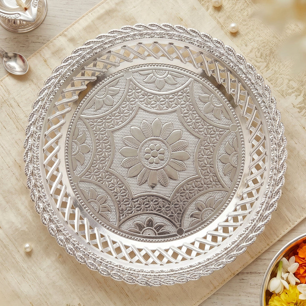Floral design tray serveware