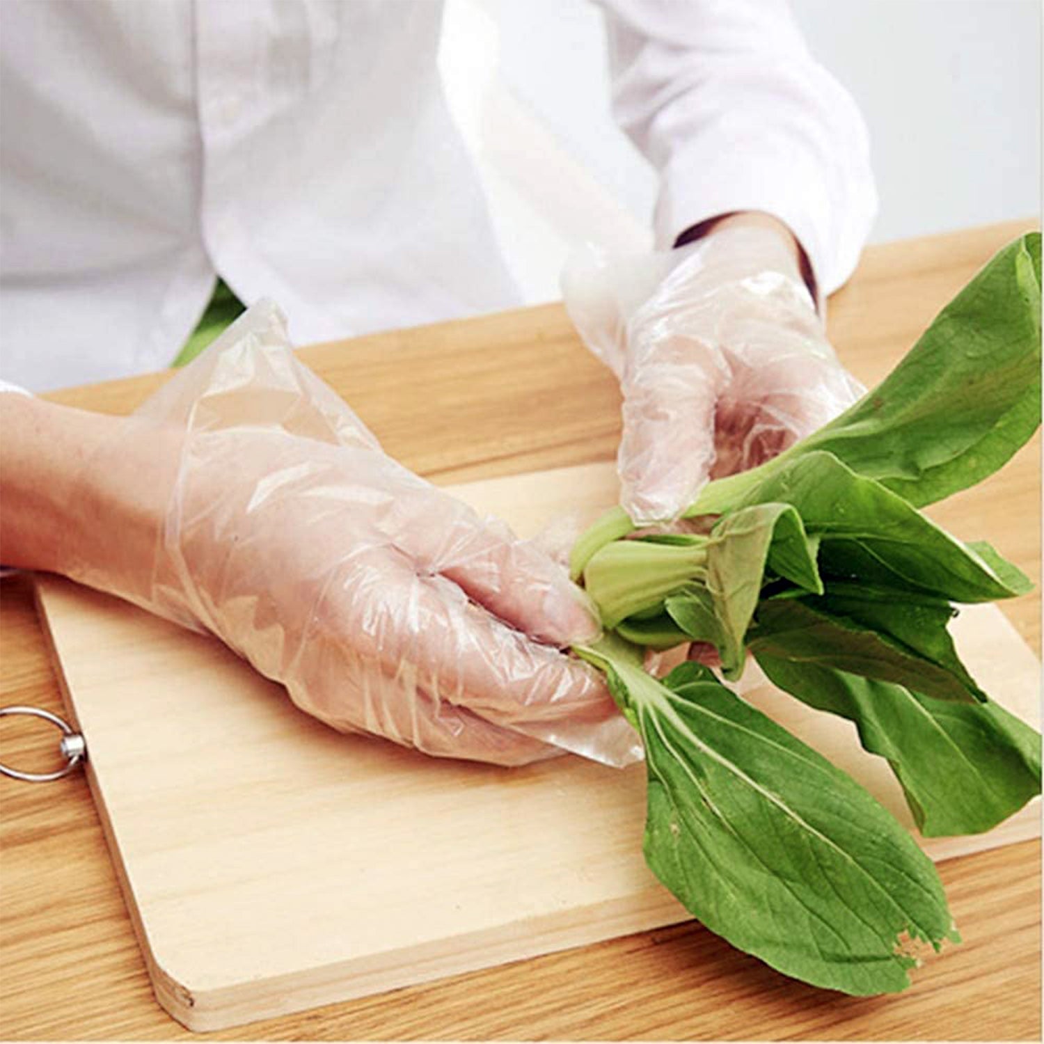 Disposable transparent kitchen gloves ideal for food handling
