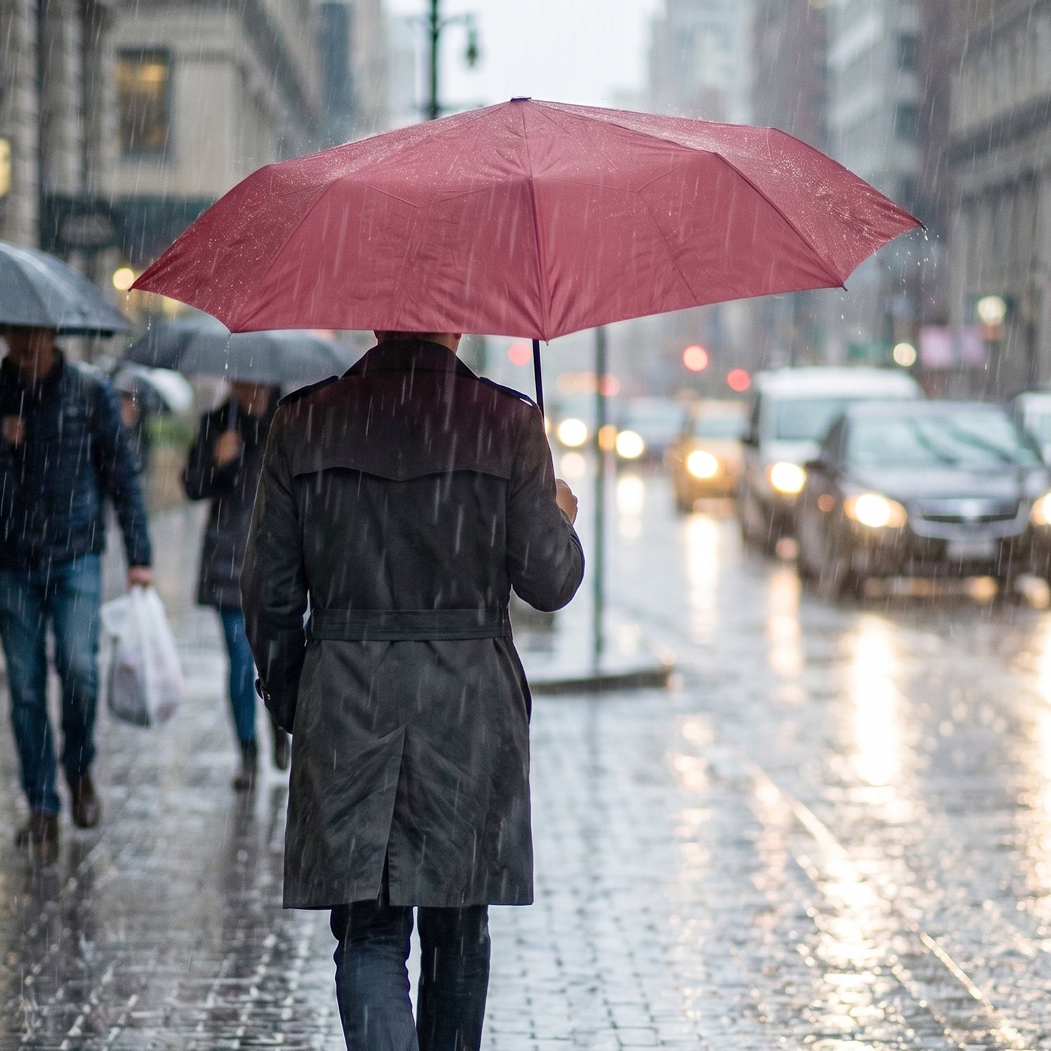 Umbrella rain protection use
