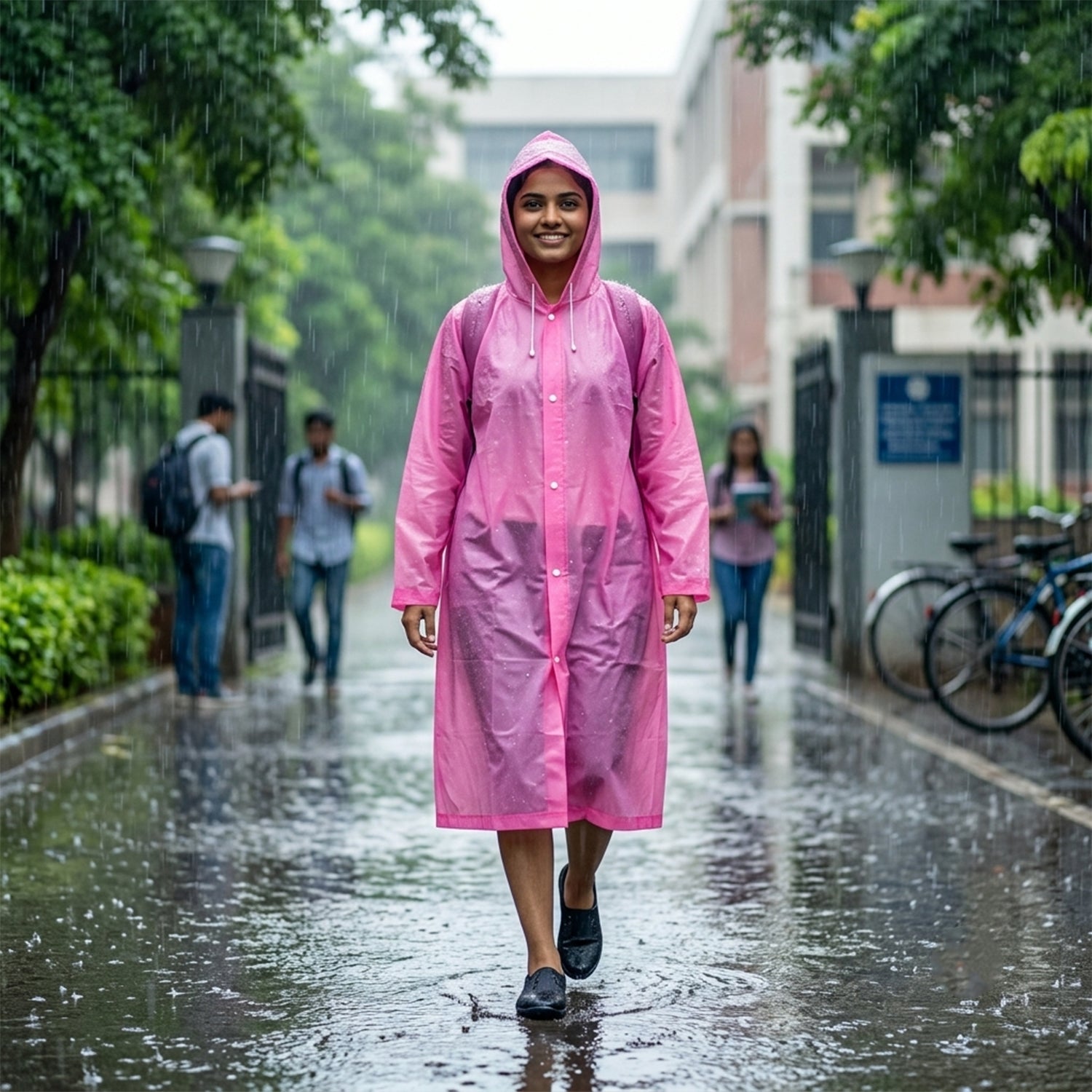 Long rain coat front view