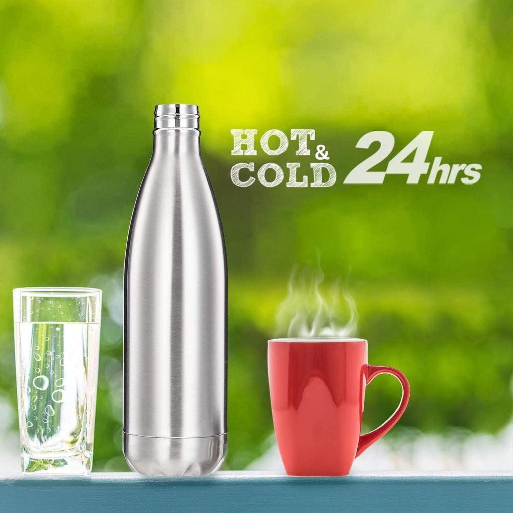 Double wall insulated water bottle for travel and gym