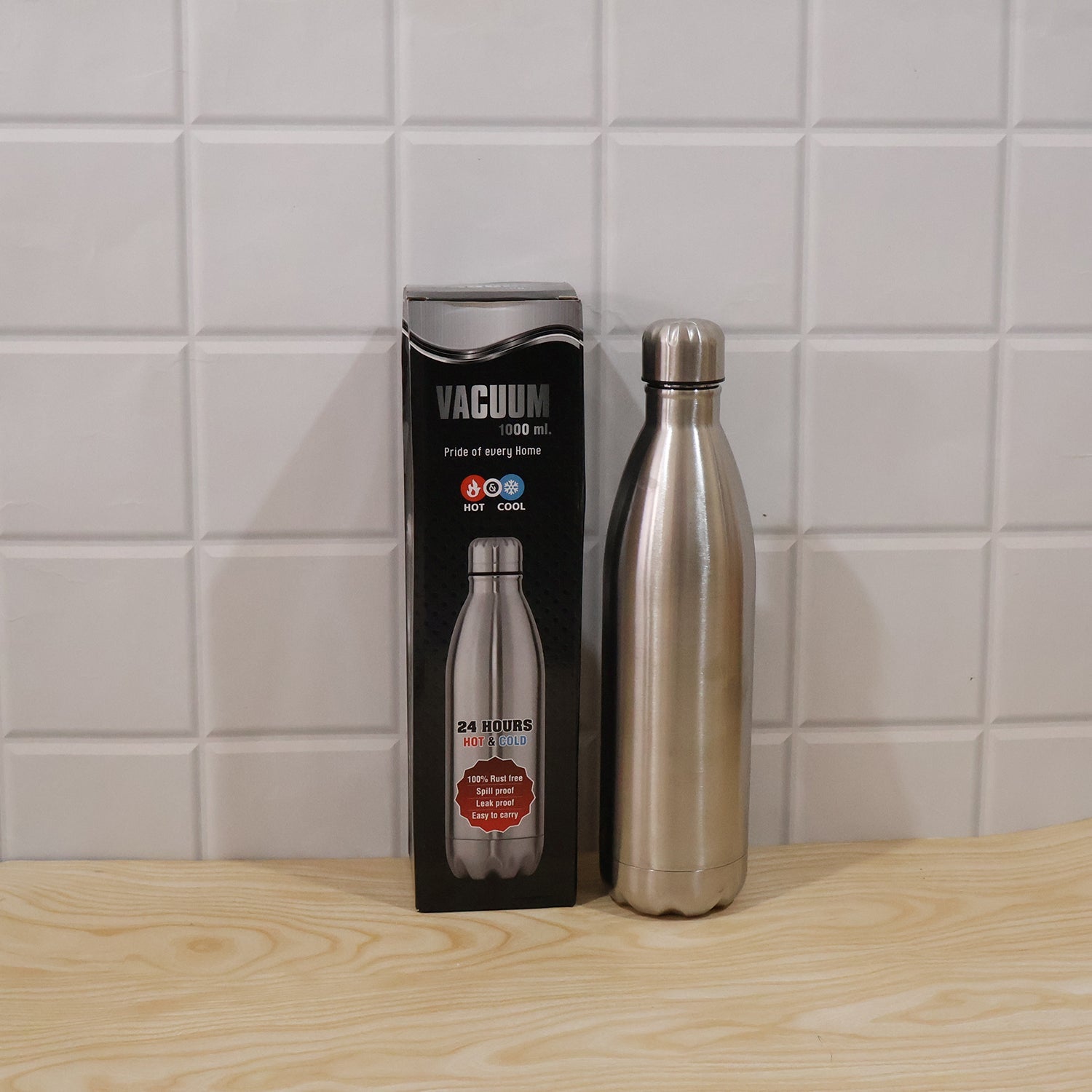 Reusable insulated steel water bottle for all day hydration