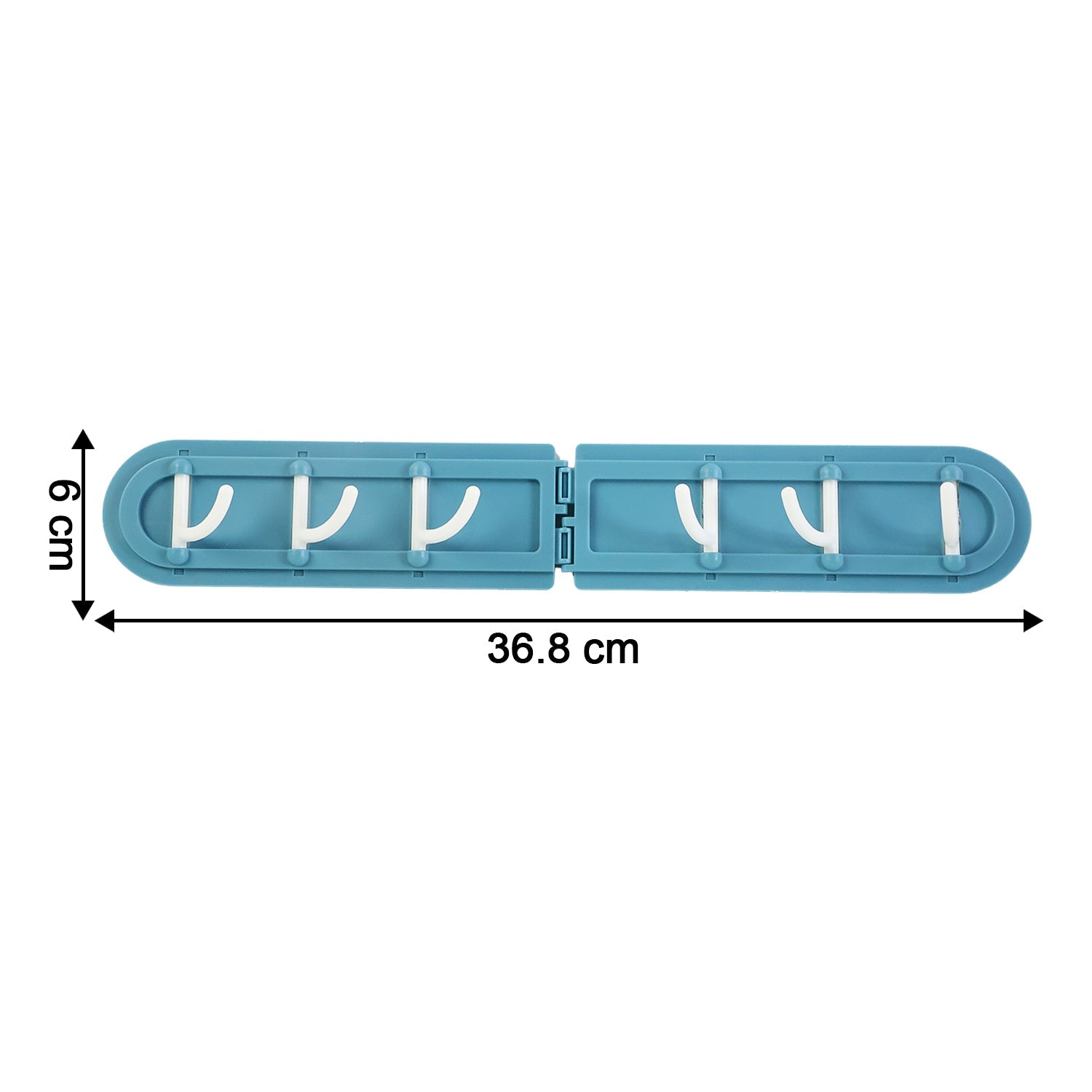Space-saving adhesive foldable hook rack folded flat against wall