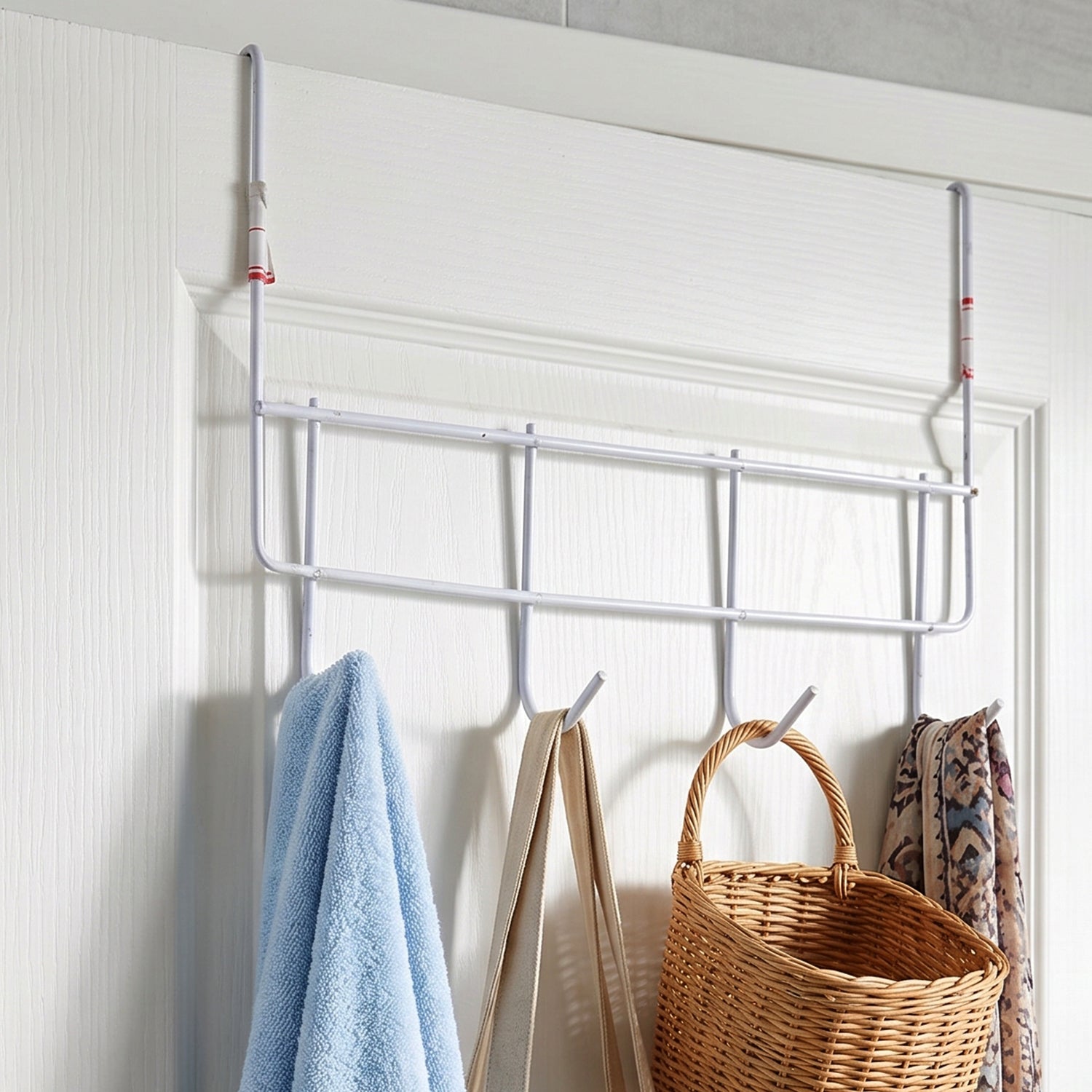 Over the Door Metal Hook Rack – Space Saving 4 Hook Organizer
