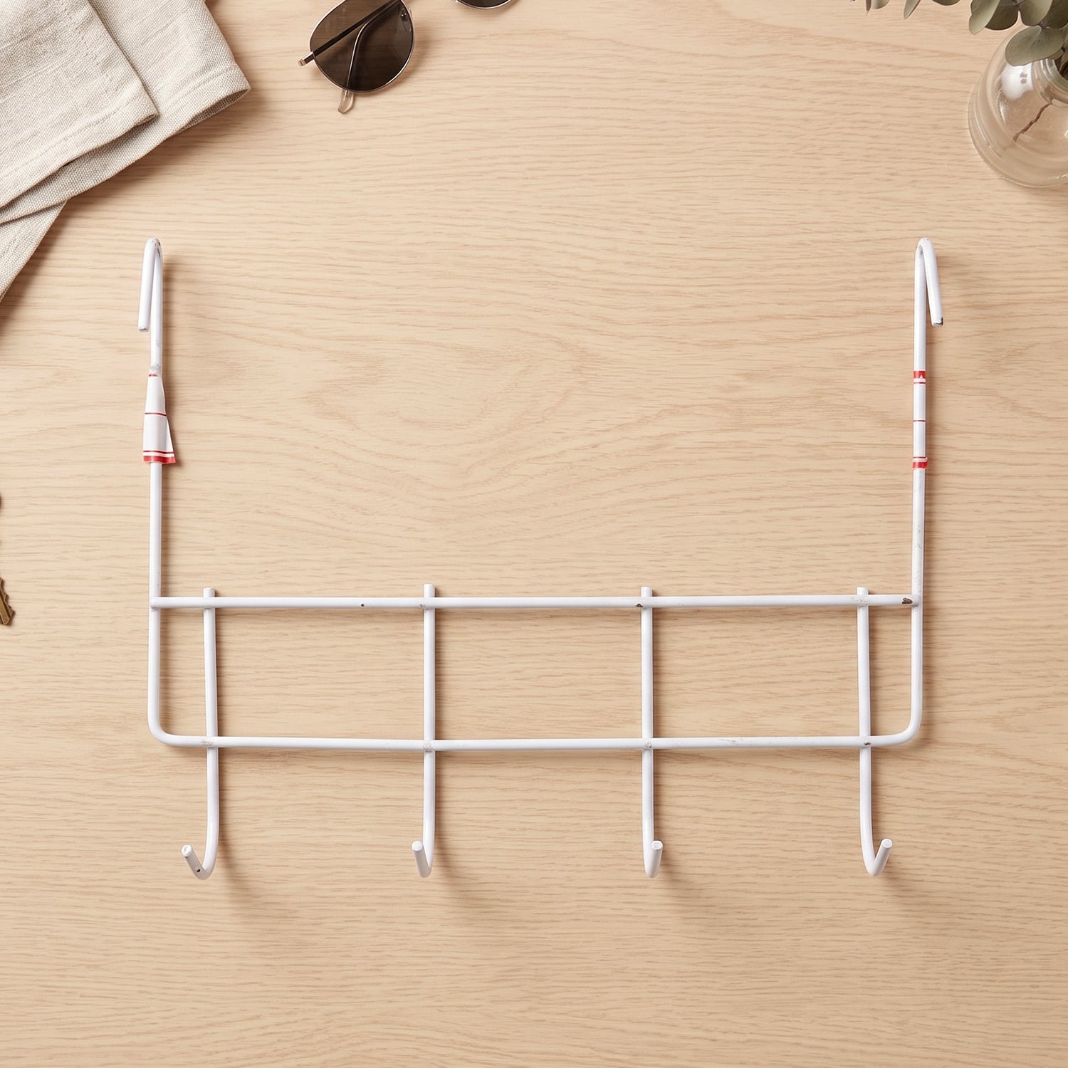 Over the Door Metal Hook Rack – Space Saving 4 Hook Organizer