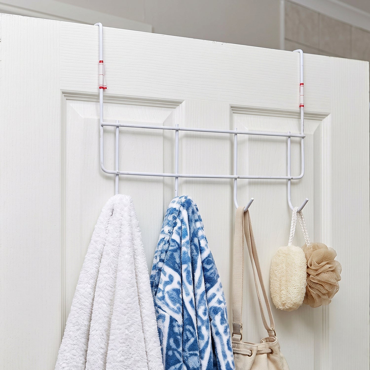 Over the Door Metal Hook Rack – Space Saving 4 Hook Organizer