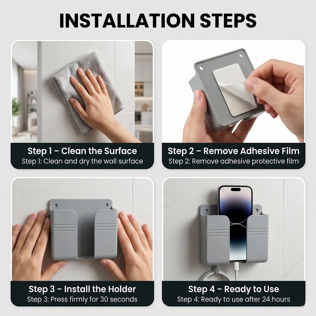 Space saving phone wall holder