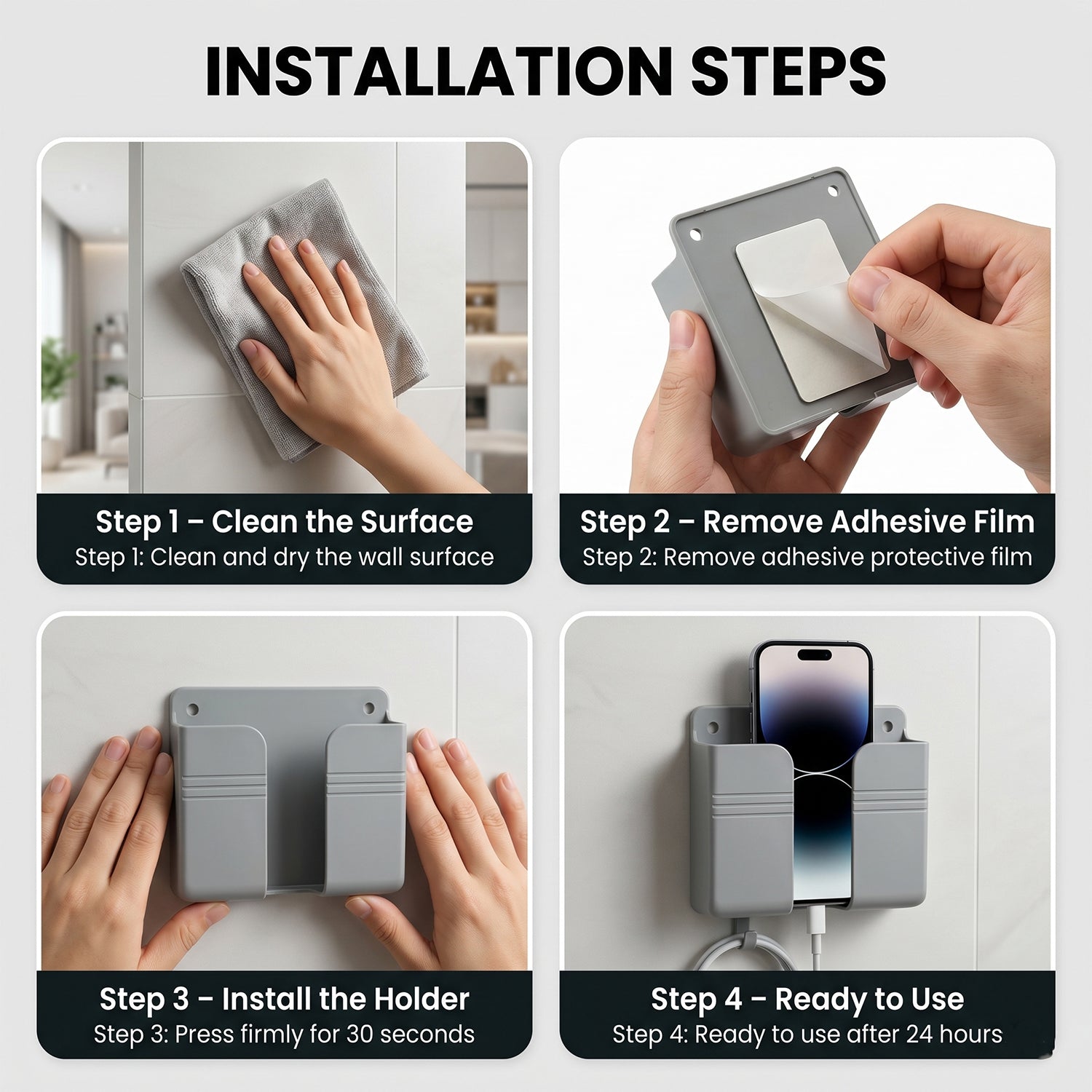 Space saving phone wall holder