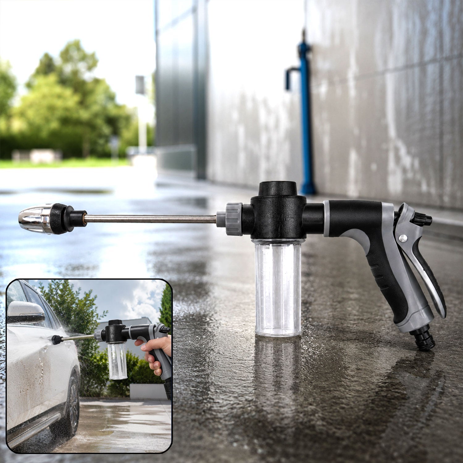 High pressure water spray gun cleaning