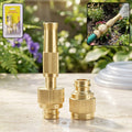 Golden Brass Garden Hose Water Nozzle Spray Gun with Quick Connect Tap Adapter (1 Set) product image