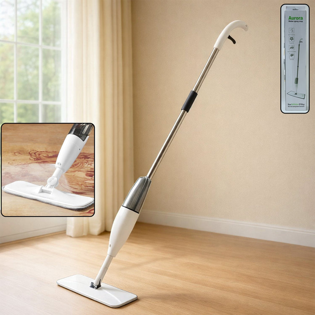 Multipurpose spray flat mop cleaner with water spray system for floors