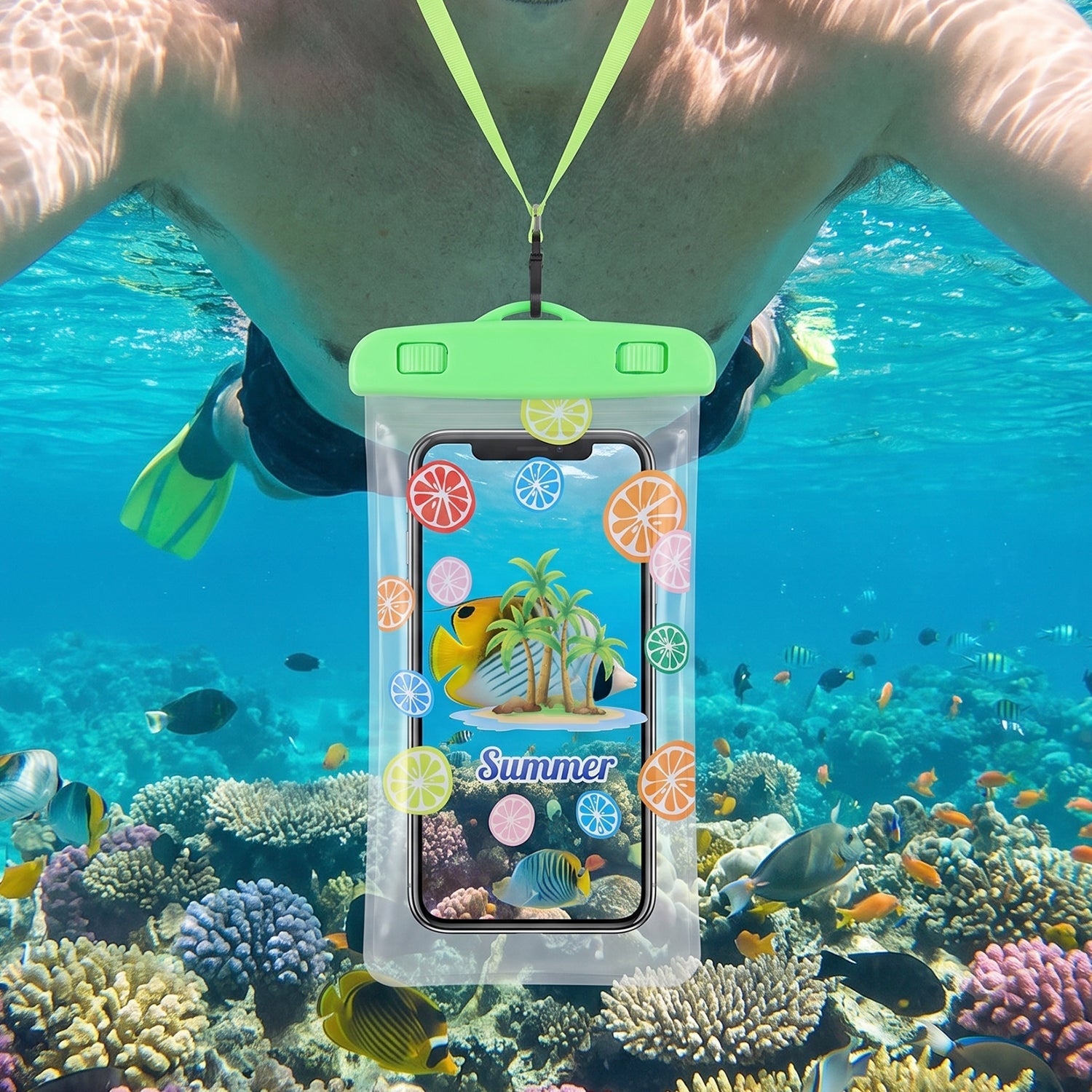 Secure locking clip mechanism on the waterproof mobile pouch.