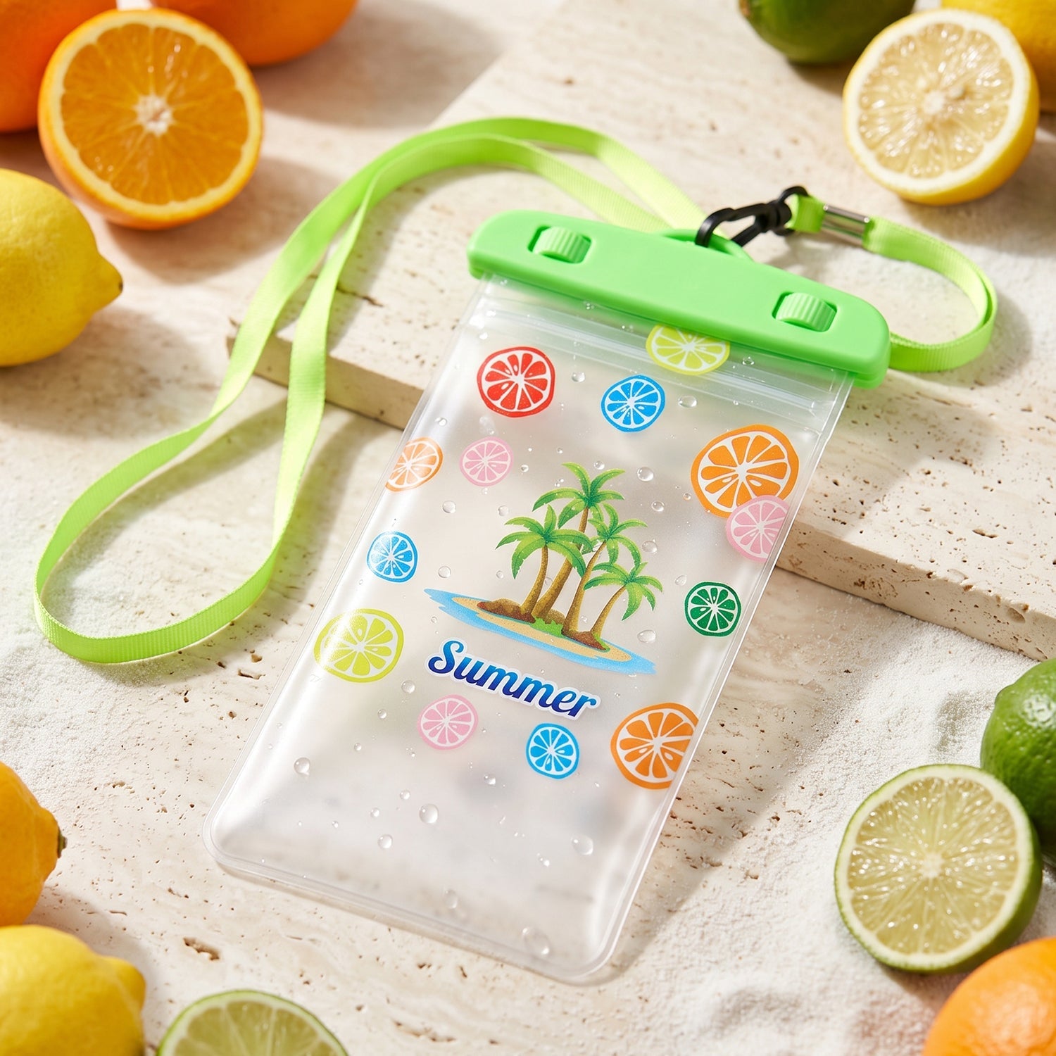 Waterproof mobile pouch displayed from the front, showcasing transparency.