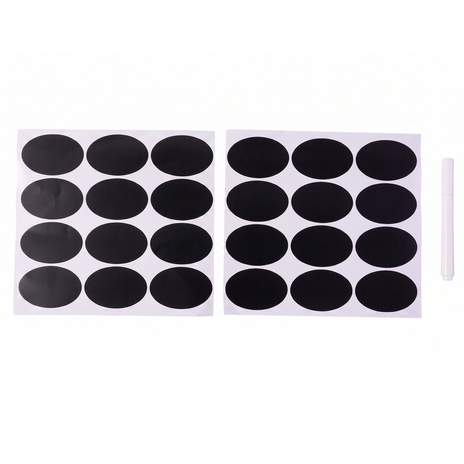 Removable oval jar labels with liquid chalk pen
