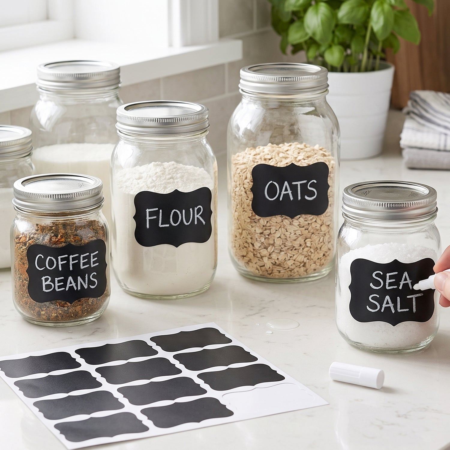 Self adhesive chalkboard labels for home and kitchen