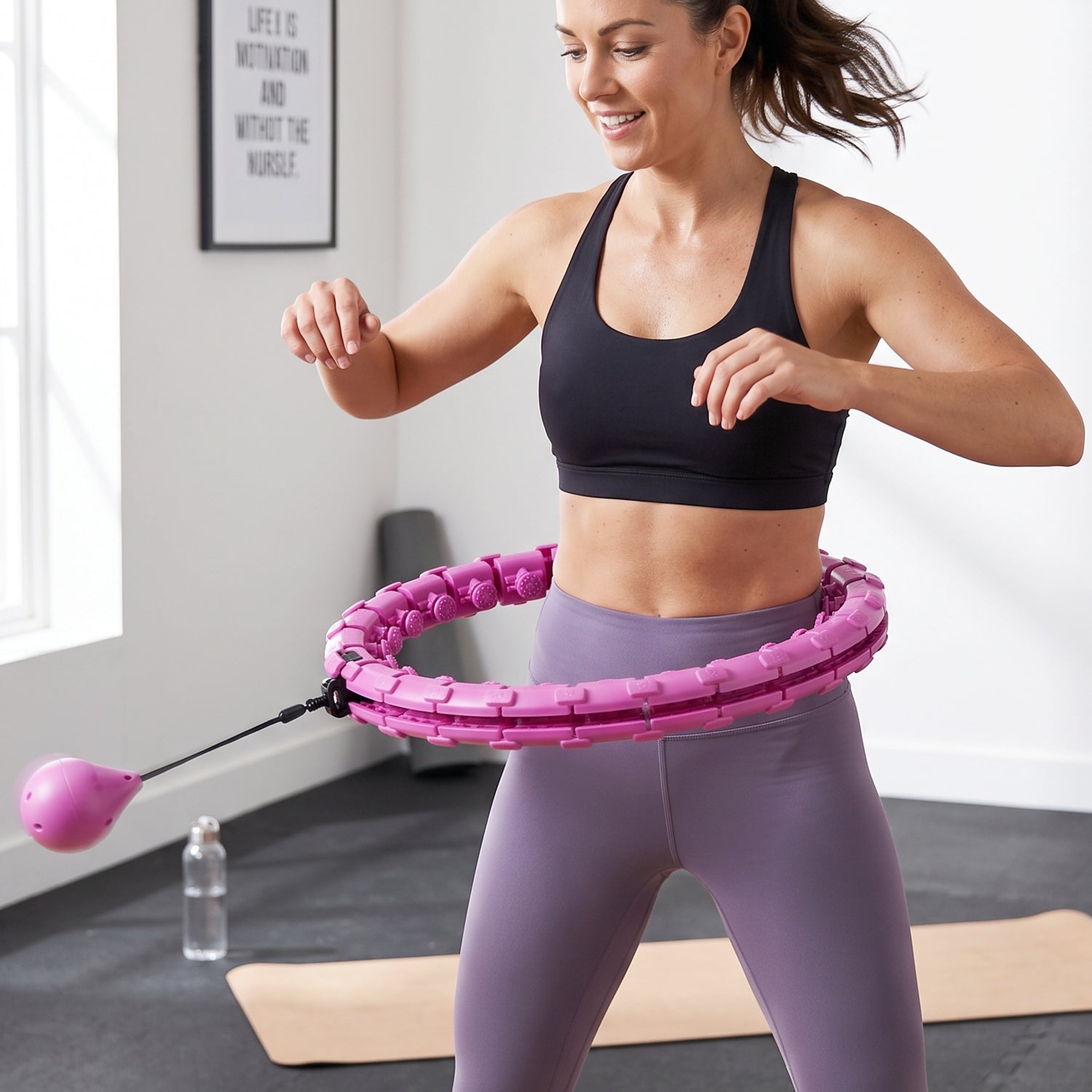 Non falling hula hoop with weighted ball for slimming workouts
