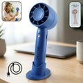 Portable rechargeable mini handheld fan with stable stand on table