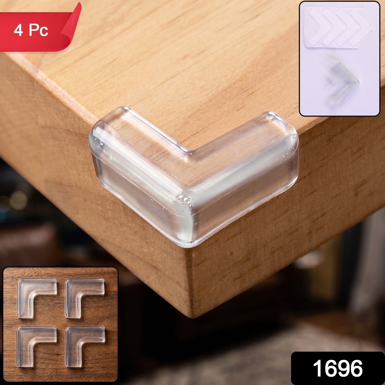 Set of 4 silicone corner guards to babyproof table and desk edges