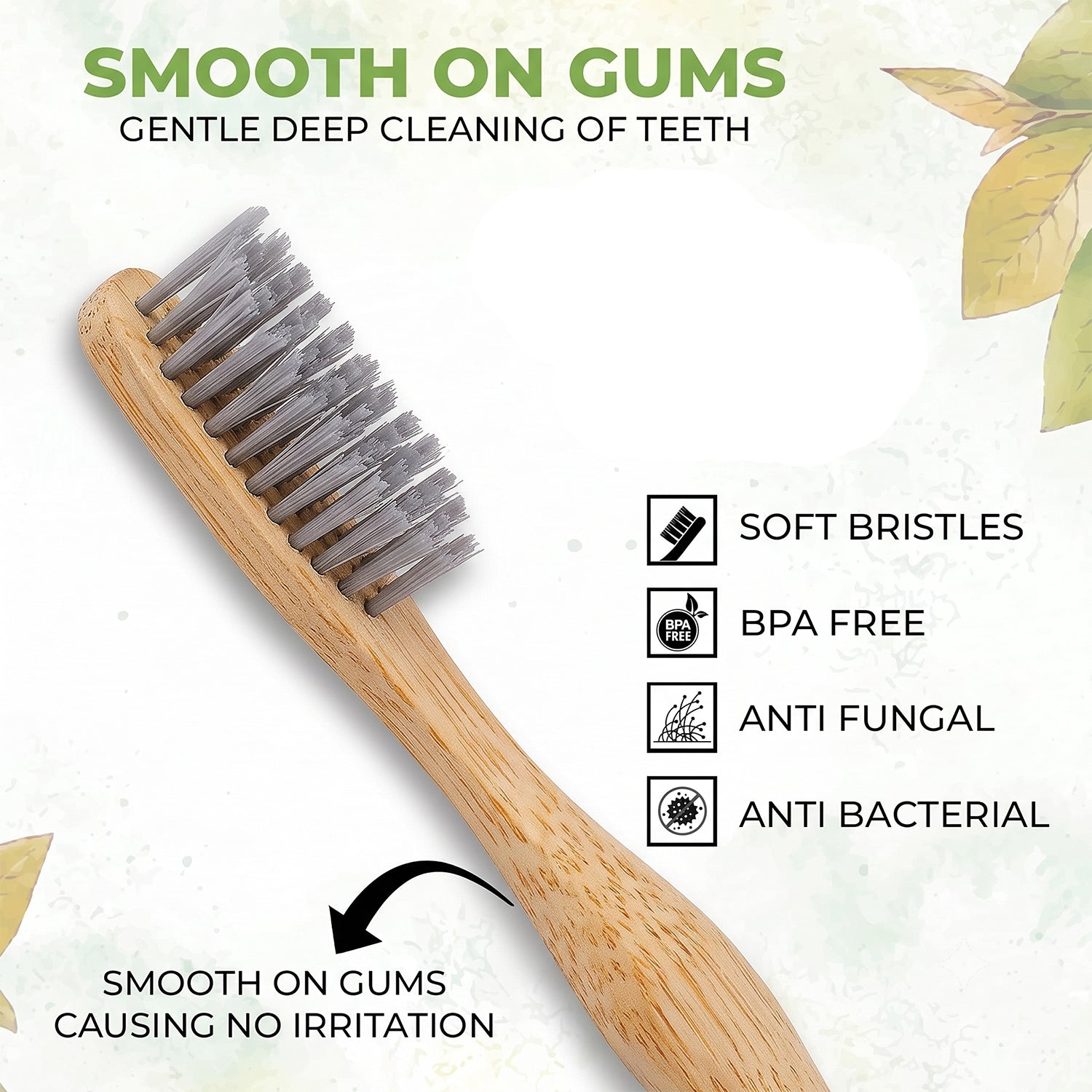 Compostable bamboo toothbrush with ergonomic handle