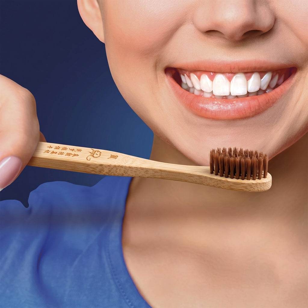 Soft Bristle Bamboo Toothbrush, Eco-Friendly Wooden Toothbrush with Engraved Handle (1 Pc)