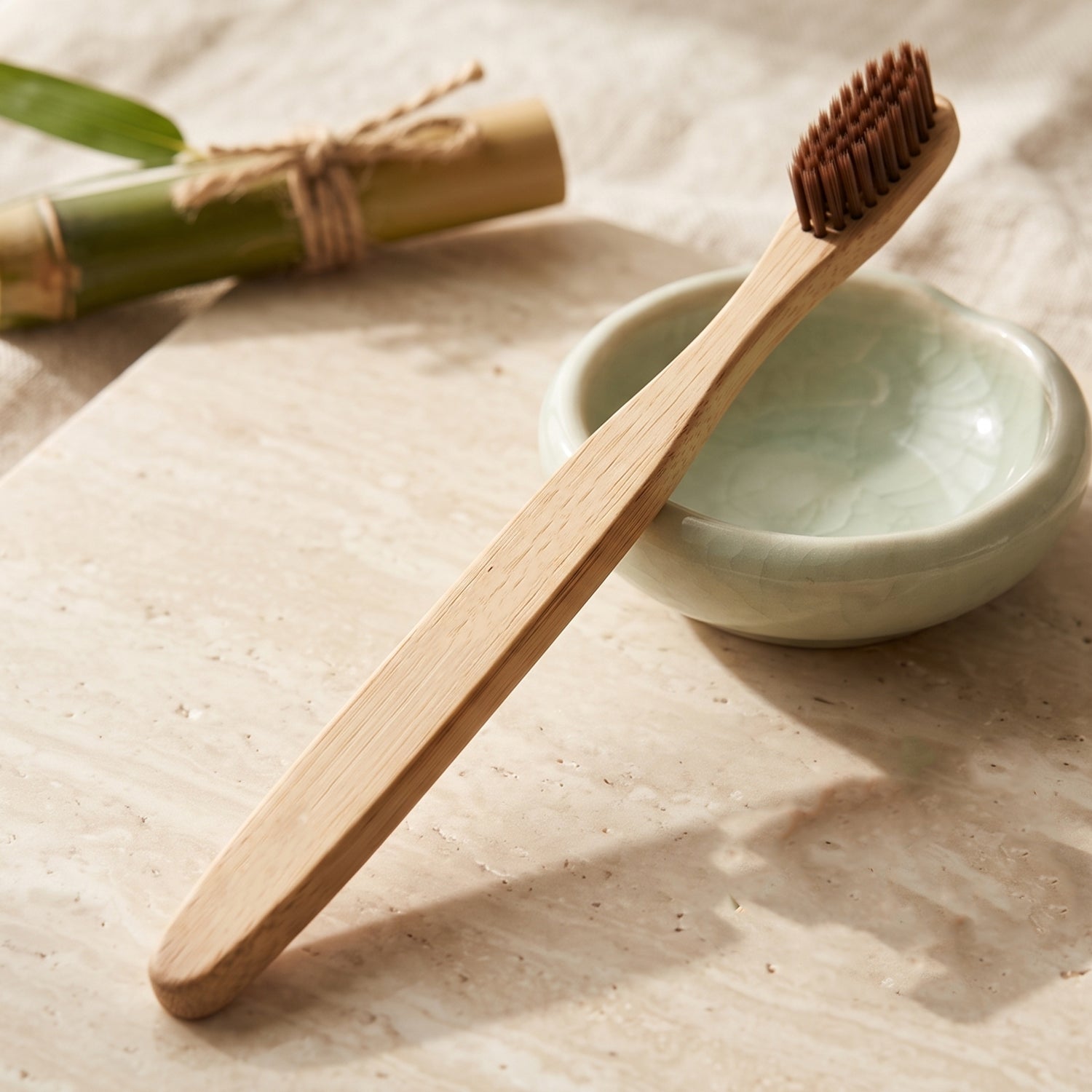 Soft Bristle Bamboo Toothbrush, Eco-Friendly Wooden Toothbrush with Engraved Handle (1 Pc)